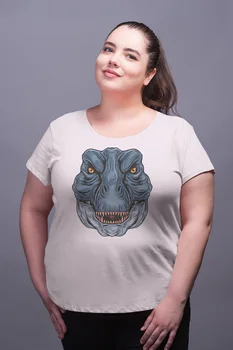 

Angemiel Wear Dinosaur Portrait White Women Cotton Large Size T-Shirt