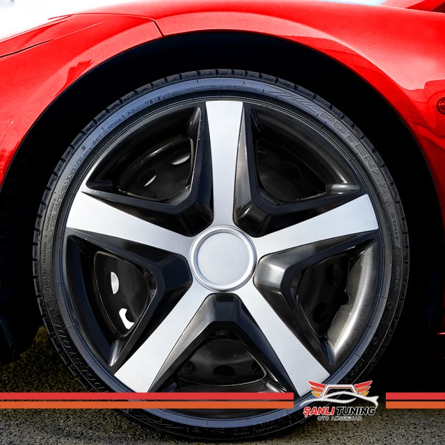 Чехол для обода колеса Hubcaps диагональю 15 дюймов глянцевый черный с серой вставкой
