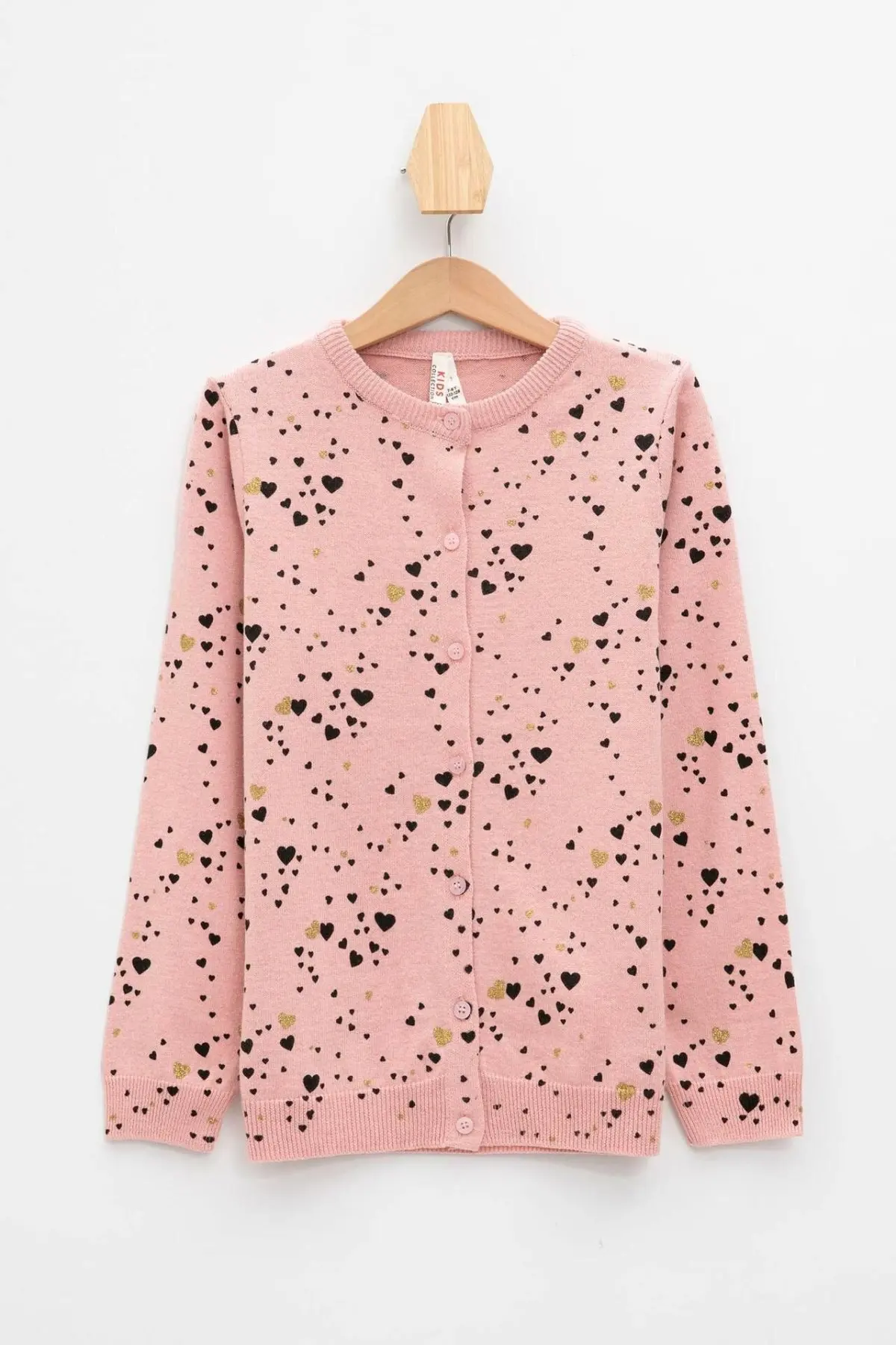 

DeFacto Girl Pink Love Pattern Crewneck Fashion Cardigan Casual Sportwear Loose Sweet Cardigan Girl Autumn New -K9514A619AU