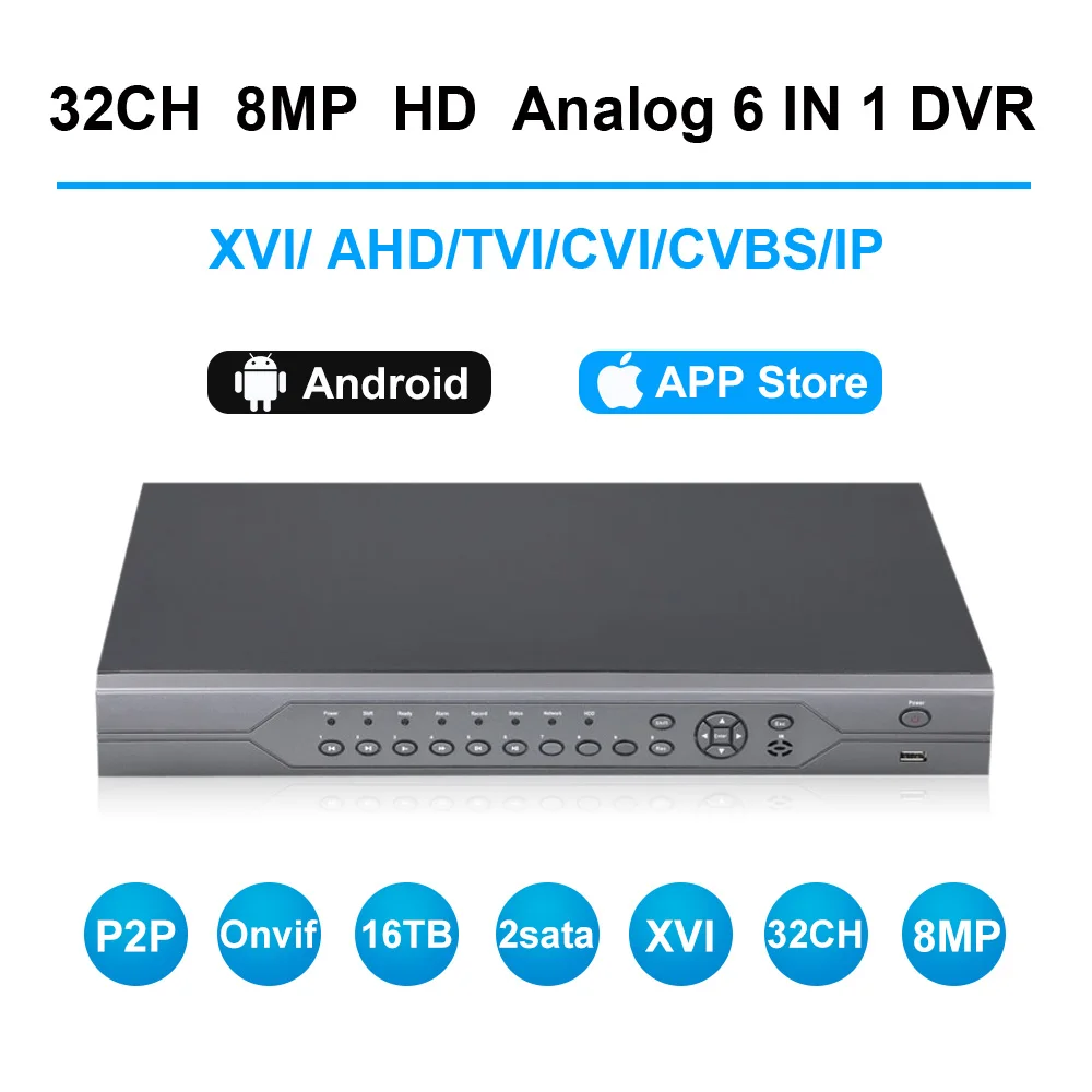 Цифровой видеорегистратор 5 МП 16 / 32 канала AHD H.265 CVI TVI аналоговая IP камера NVR 4K HDMI P2P