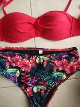 Bikini con estampado de hojas para mujer, traje de baño Sexy con Tanga, conjunto de Bikinis con aumento de cintura alta, ropa de baño 2020