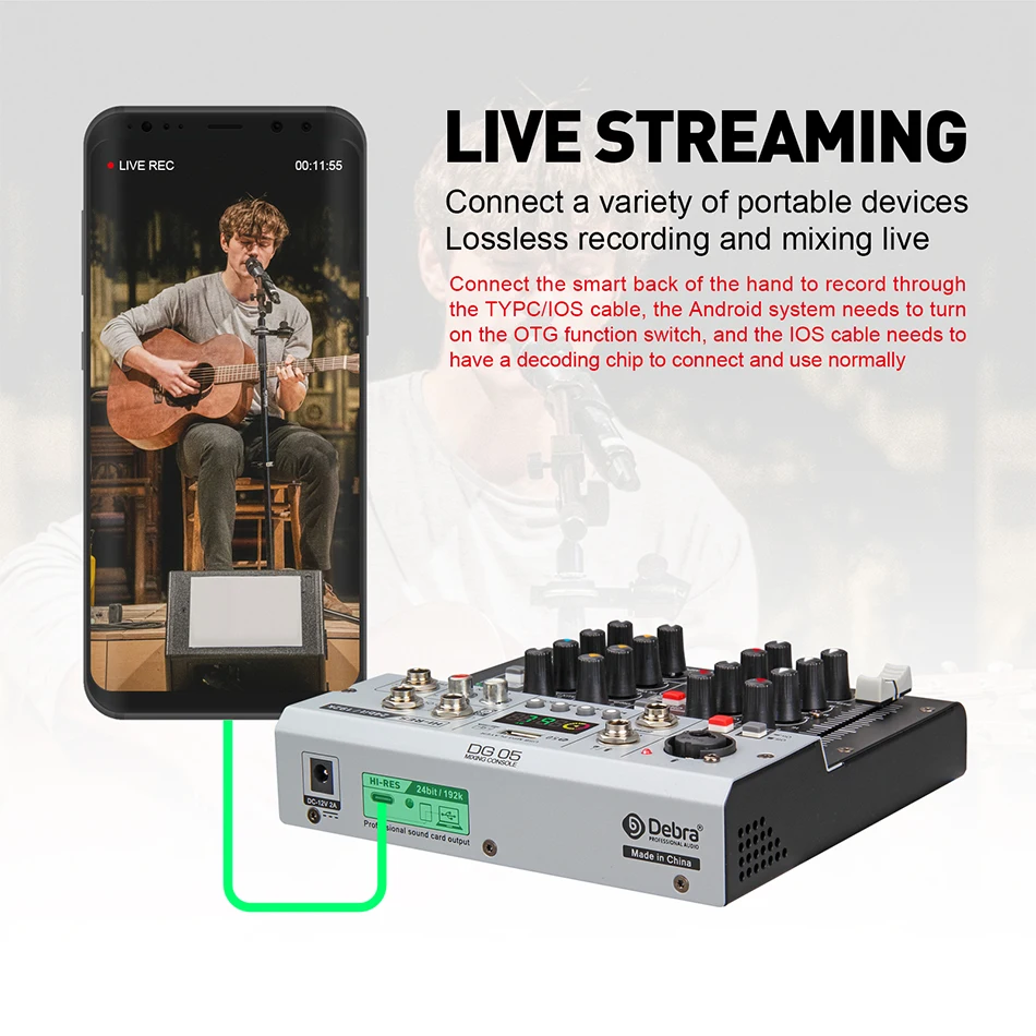 스튜디오 오디오 믹서 DJ CoInterface 사운드 카드 24bit 192kHz 품질 Bluetooth 5.0 PC 일렉트릭 기타 라이브 녹음 노래