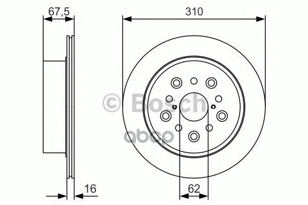 Диск Тормозной Задний, Lexus: Ls 430(Ucf30) 00-06 Bosch арт. 0986479R25