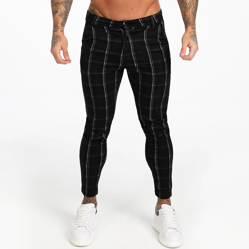 stretchy plaid pants