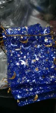 Bolsa de gasa de 50 Uds., bolsas negras de estrellas y luna de 9*12cm, paquete de organza de diseño especial, regalo de boda bronceado, paquete de joyería de dulces