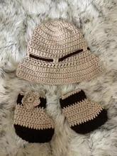 Accesorios de fotografía recién nacido hecho a mano, sombrero de ganchillo para bebé, conjunto de zapatos, disfraces de vaquero para recién nacido, accesorios para sesión de fotos de recuerdo