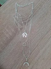 Colgante Retro con forma de Luna y mapa del mundo para mujer, collar de oro multicapa, colgante para fiesta, accesorios de joyería