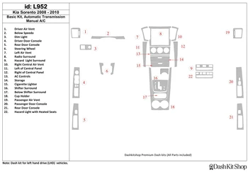 

Interior lining for KIA Sorento 2008-2010. Set L952.