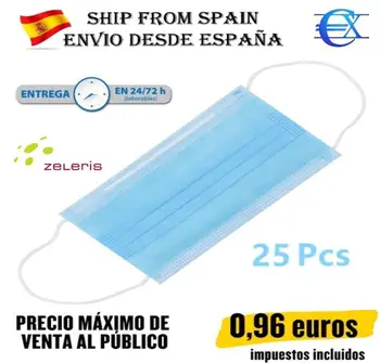 

25 PCs masks quirurgicas, mascaras protective, mascara dust cap, disposable with filter 3 layers, antipolucion