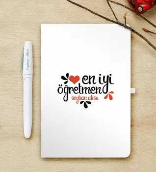 

Personalized Best Teacher White Notebook and Pen Gift Seti-6