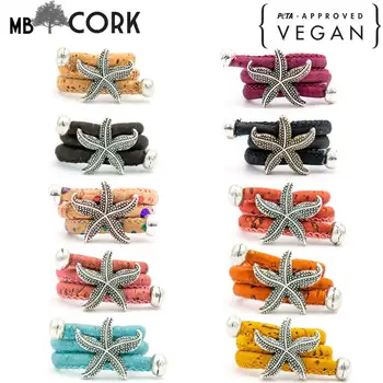 

MB Cork starfish sea star Portuguese cork women Ring soft original, adjustable handmade R-010-MIX-10