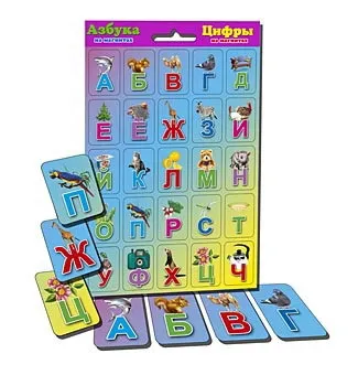 

Cards teaching on magnets "ABC and numbers" (purple mini) red cat am-7258