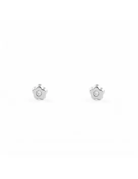 

Baby earrings or Girl White Gold Daisy with cubic zirconia