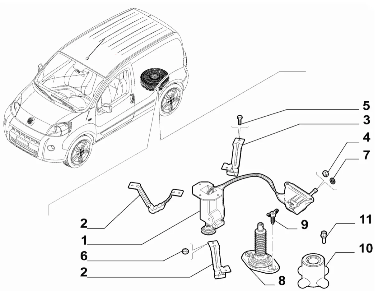 Spare Wheel Carrier Release Mechanism Fits For Peugeot Bipper 2007 2018 7603 W5 7603 W5 51910321 1608304580 7603w5 Aliexpress