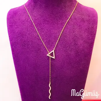 

New Triangle Chain Dangle Silver Necklace