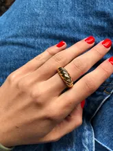 Anillos Croissant trenzados para mujer, sortija trenzada, anillo de cúpula gruesa, banda de apilamiento, joyería, anillo llamativo, accesorios de fiesta