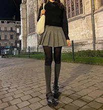 Skirt Knee-Length High-Waist Fall/winter Women's A-Line Above Folded New