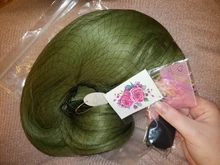 Peluca de cabello sintético para mujer, pelo negro y verde de 24 pulgadas con volante grande y flequillo, estilo africano y americano, fibra resistente al calor