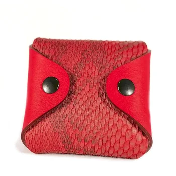 

TRENCADIS. Leather purse. Genuine Leather and snake Python, red color, made in Spain. Christmas gifts