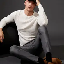 Дефакто мужские осенние Универсальные однотонные футболки черный красный с длинным рукавом Повседневный Свободный пуловер T-Shirt-L0033AZ19AU