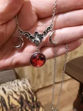 Cristal de vidrio Luna collar COLGANTE media luna bruja joyería de Luna simple collar joyería pagano mago regalo