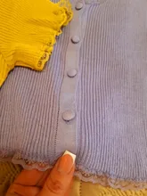 T-Shirt Women Tops Button-Crop-Top Short-Sleeve O-Neck Basic Blue Ruffles Casual Summer