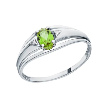 

Silver ring with cubic zirconia and sultanites synthetic sunlight sample 925