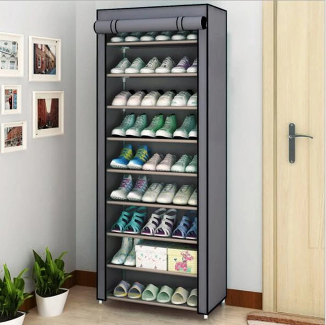 Zapatero con cubierta de tela, estantes Organizadores de calzado de 4-10  niveles, estante organizador de zapatos - AliExpress