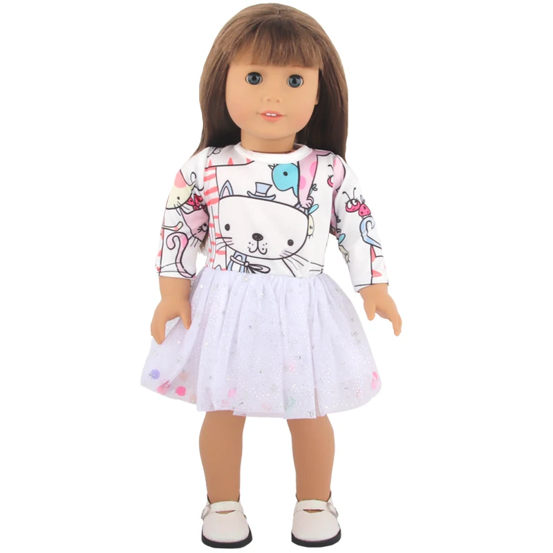 미국 18 인치 소녀 인형 스팽글 스커트 옷 빛나는 귀여운 미니 드레스 43cm 아기 새로 태어난, OG,DIY 인형 액세서리 장난감