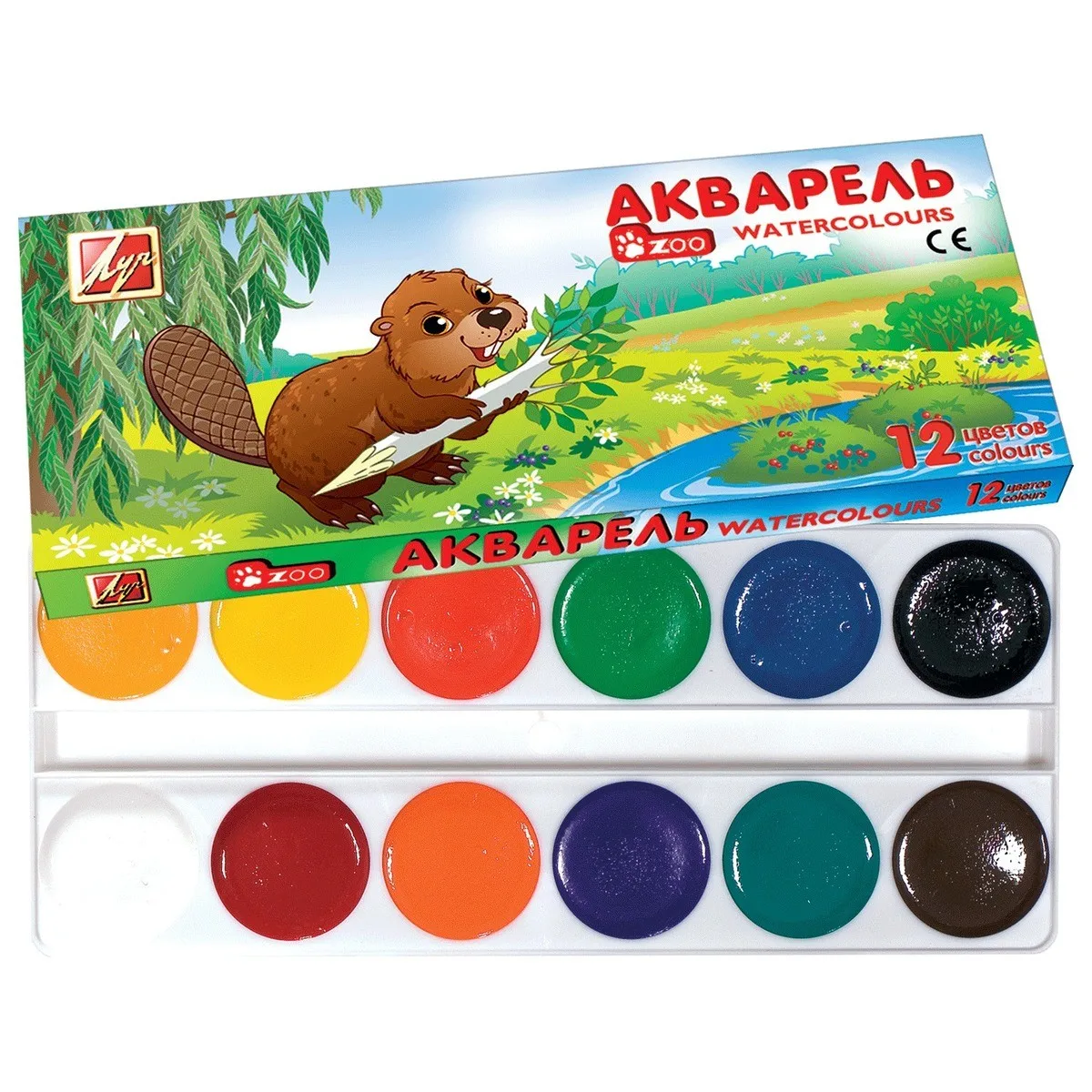 Краски акварельные Луч &quotZoo&quot 12 цветов медовые без кисти (19С1247-08) |