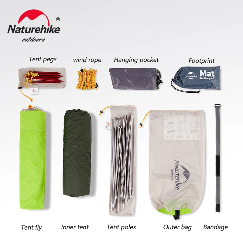 Naturehike Camping Tent 2 Person Mongar Ultralight Outdoor Travel Double Layer Waterproof 3 Season Portable