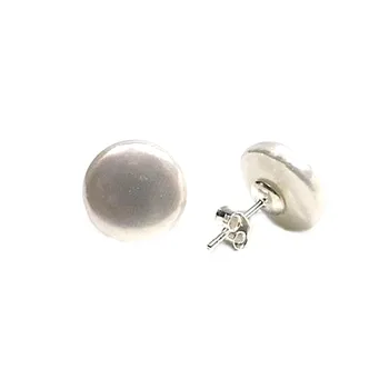 

Sterling silver earrings 925mm female pearl shell coin Button 12mm. Flat close pressure