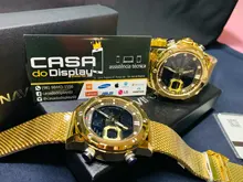 NAVIFORCE – relojes deportivos para hombre, correa de acero, de cuarzo dorado de lujo, de pulsera, digital, militar, aprueba de agua, masculino