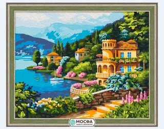 

Painting on canvas "view of the Lake Como" 40x50 cm mosfa 7c-0006