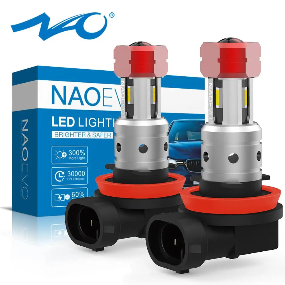 

NAO H11 LED HB4 Fog light H8 HB3 H10 8W 2000Lm Auto H16 9005 9006 Blub 4SMD 1860 Chips White Amber Car Driving Day Running Lamp