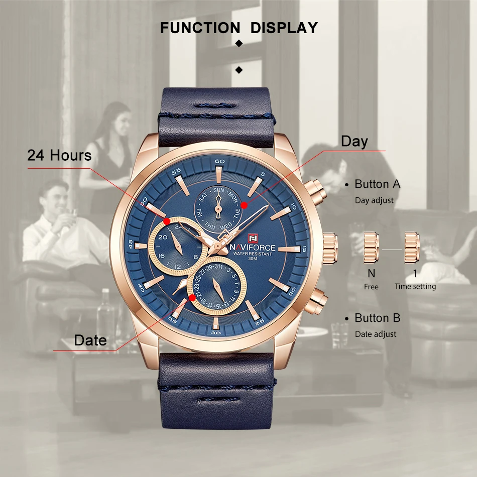 NAVIFORCE Watch 2022 Top Brand Luxury Men Waterproof Quartz Watches Fashion Leather Calendar Men Clock Premium Relogio Masculino