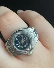 Reloj de anillo creativo para Mujer, de cuarzo, elástico, de acero y plata de lujo, Reloj de anillo de dedo