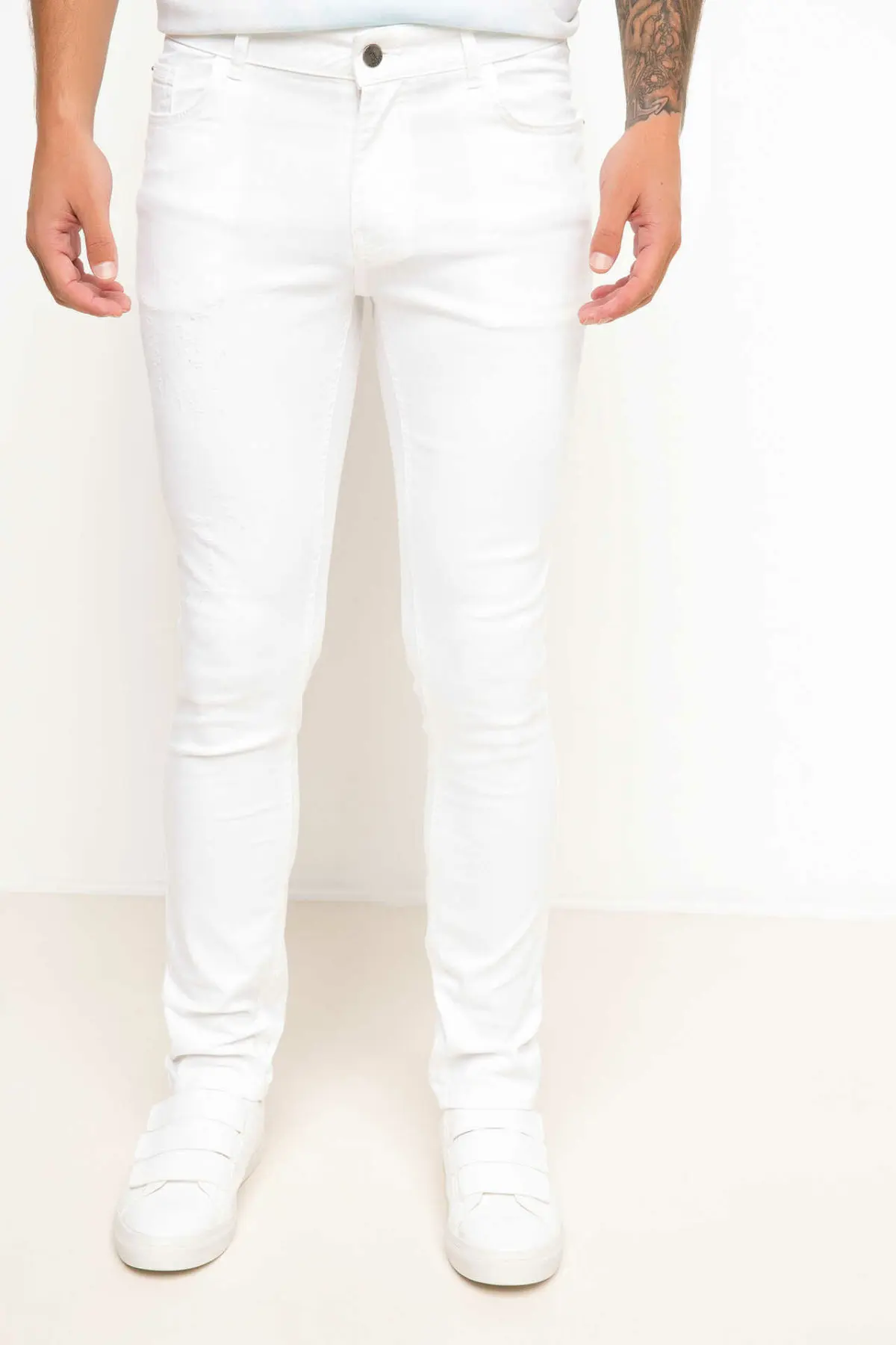 Pantalones vaqueros a la moda defaw para hombre, pantalones vaqueros blancos  elásticos, pantalones largos simples ajustados informales para hombre,  otoño H9653AZ17HS|Pantalones vaqueros| - AliExpress
