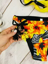 Sexy Bikini Swimsuit Beachwear Floral-Print Push-Up Two-Piece Plus-Size Biquini Women