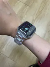 Funda con correa para apple Watch 6, 5, 4, banda de 42mm y 38mm, correa de acero transparente para iwatch 6 series 5 4 3/2, banda de reloj de 44mm y 40mm