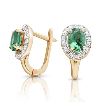 

Gold earrings with emeralds and diamonds VALTERA 585 sterling silver