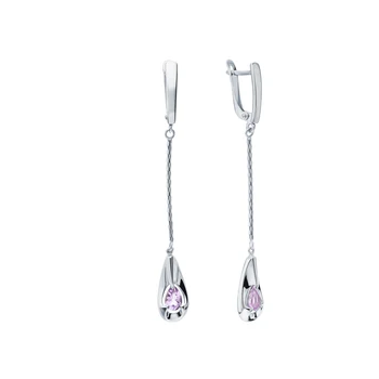 

Silver earrings with amethyst sunlight sample 925