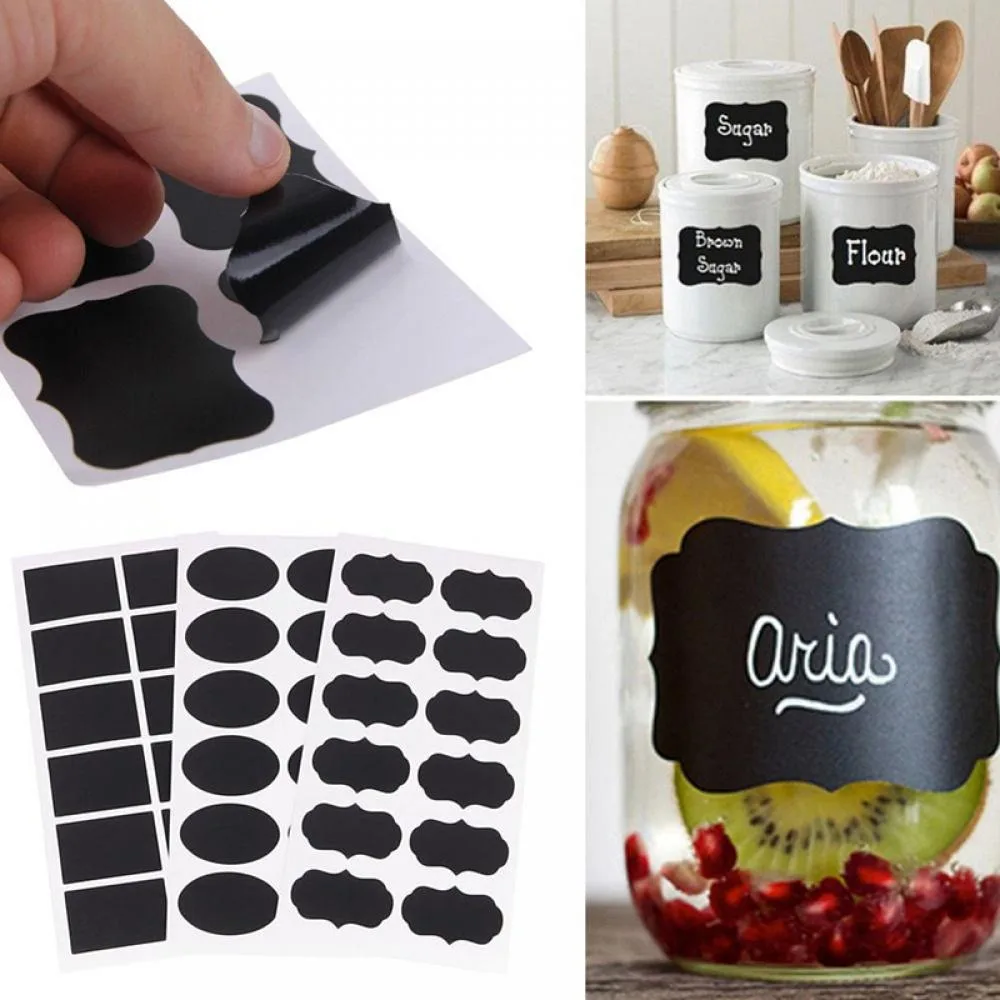 3 Sheets 36pcs Chalkboard Kitchen Jar Labels Stickers Scrapbooking Sticker Decorative Self-adhesive Stationery | Канцтовары для