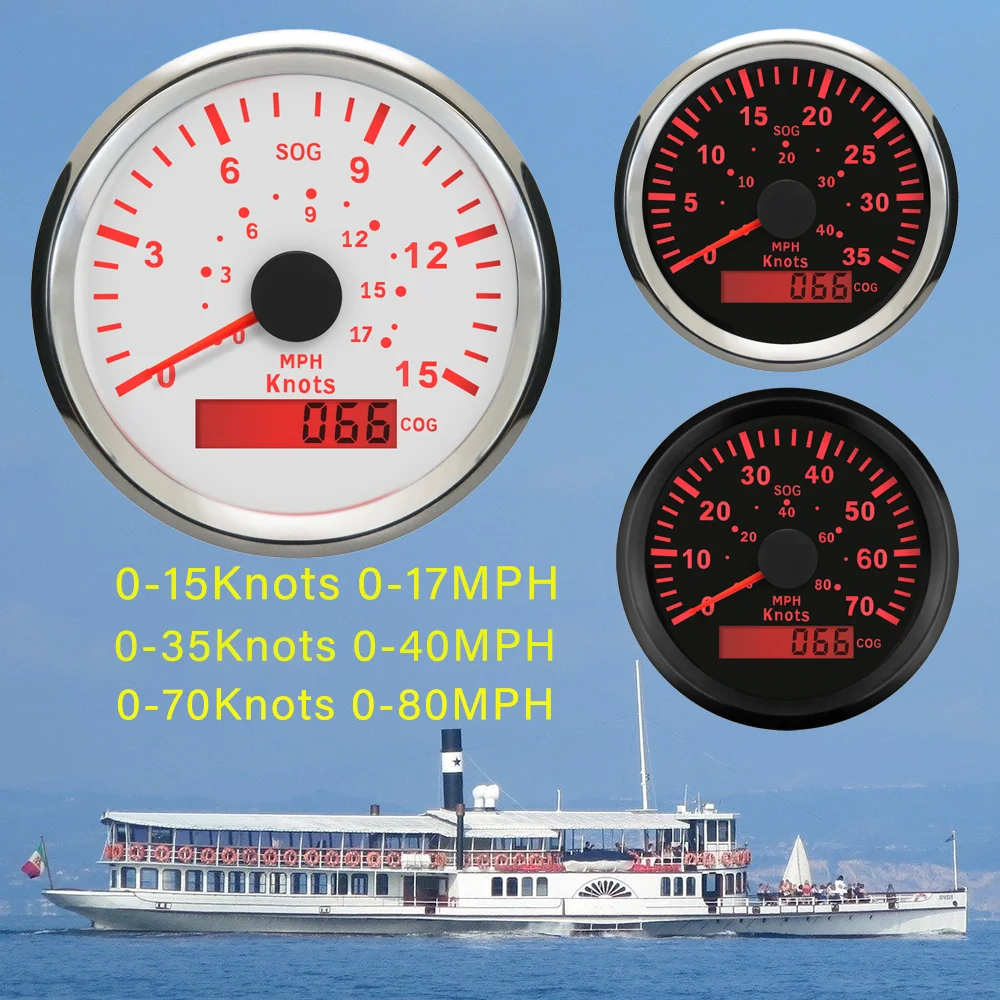 RHAXEL 85mm GPS Speedometer with COG 15Knots 35Knots 70Knots 17MPH
