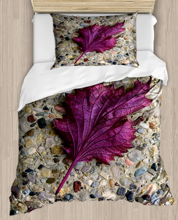 

Комплект постельного белья из 4 предметов, хлопок, сатин, простыня, наволочка, коричневый настенный пол, фиолетовые листья, цветочный принт 3D