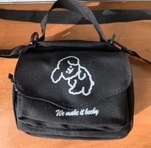 Bandolera de lona con estampado de dibujos animados para mujer, bolso de hombro tipo sobre