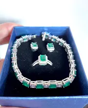 Realytrust-anillo de compromiso de Plata de Ley 925 con diamantes de Esmeralda, joyería de compromiso, para mujeres