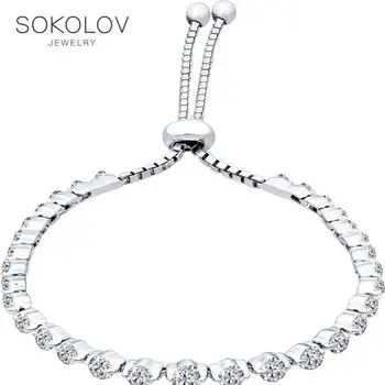 

SOKOLOV bracelet with cubic silver, fashion jewelry, 925, women's male