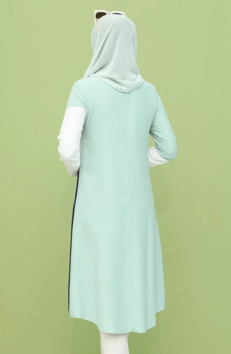 Three Piece Viscose Tunic Straight Unlined Long Sleeve Zero Collar Women Muslim Fashion Hijab Clothing Seasonal Casual