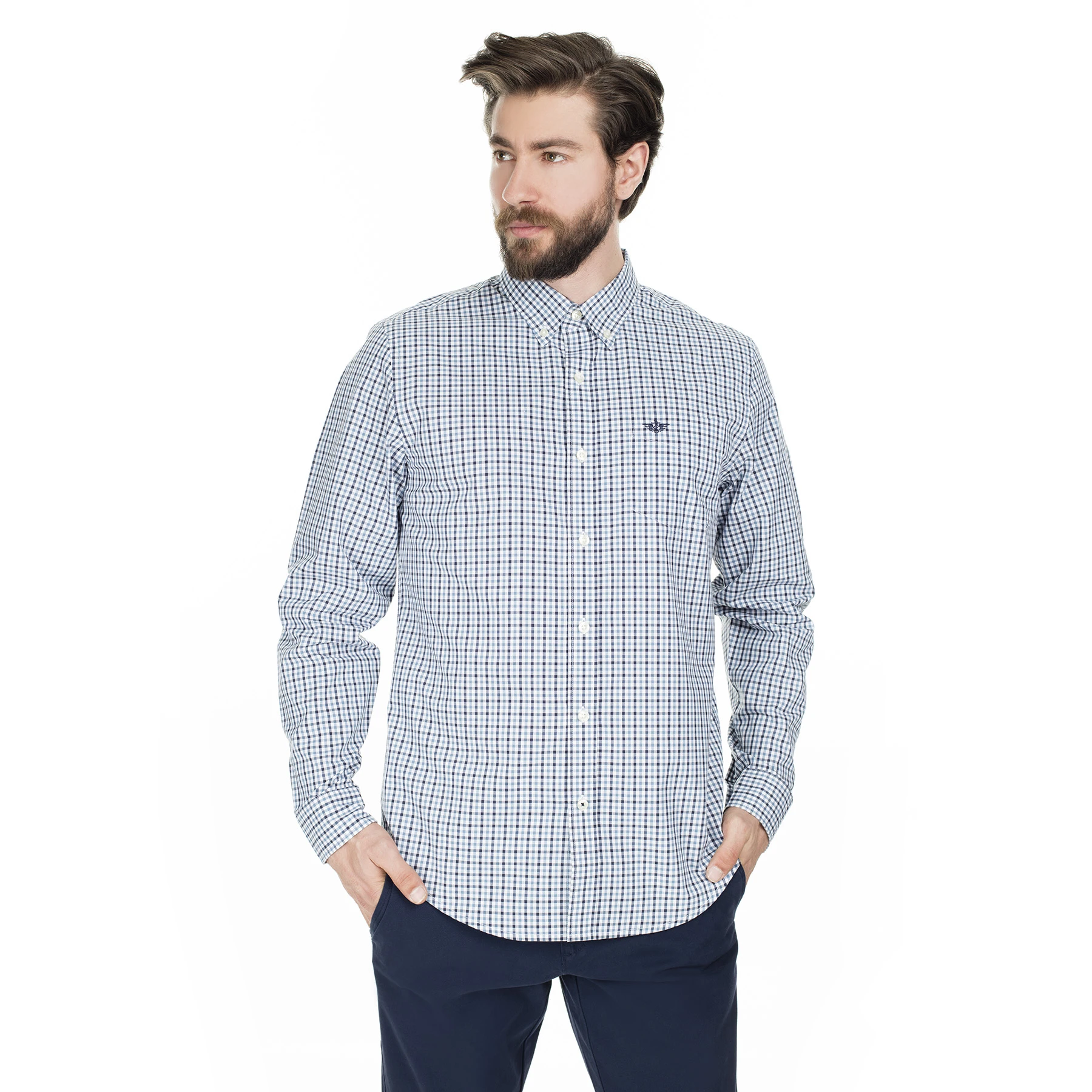 suficiente Trascendencia fluido Camisa a cuadros masculina con cuello de botón Dockers 52661|Camisas  informales| - AliExpress